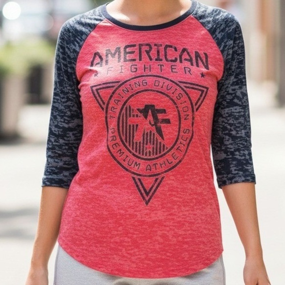 American Fighter Red Graphic Training Division Athletic T-Shirt Women's Size S